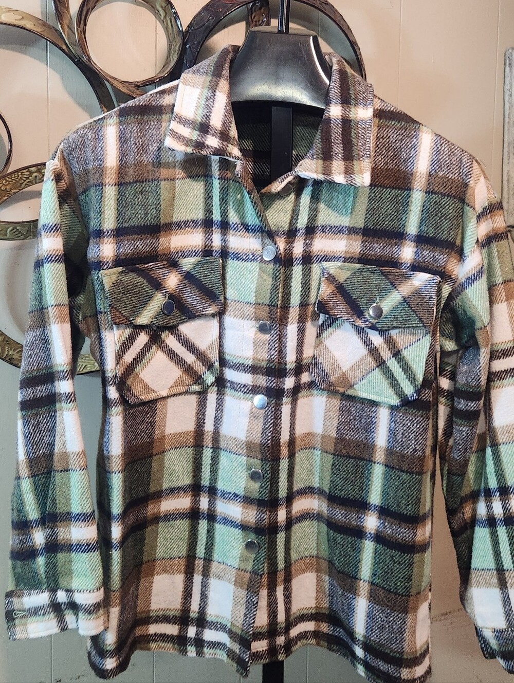 BTFBM Plaid Button Down Shacket